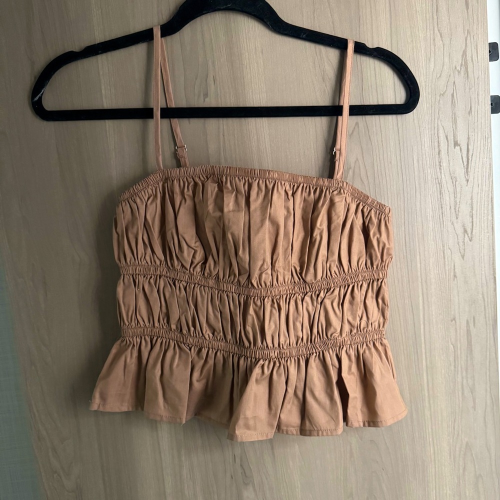 Lee | Tan Ruched Ruffled Cami | Size M